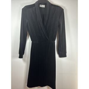 Vintage Butte Sleeve Black Velour Shirt Twee Dress M
